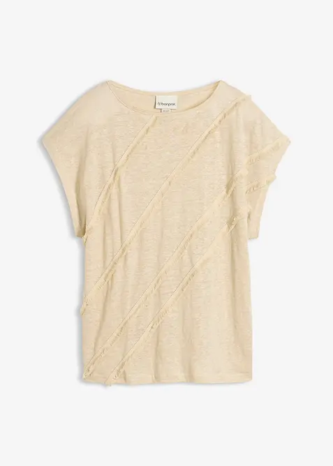 Shirt aus reinem Leinen mit Applikation, bonprix