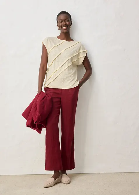 Shirt aus reinem Leinen mit Applikation, bonprix