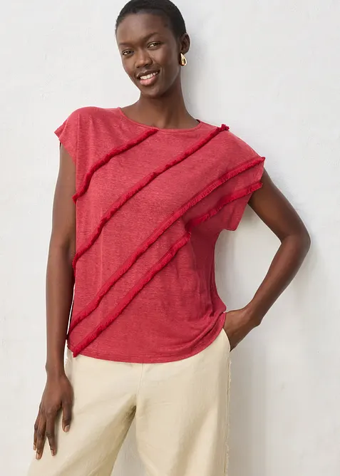 Shirt aus reinem Leinen mit Applikation, bonprix