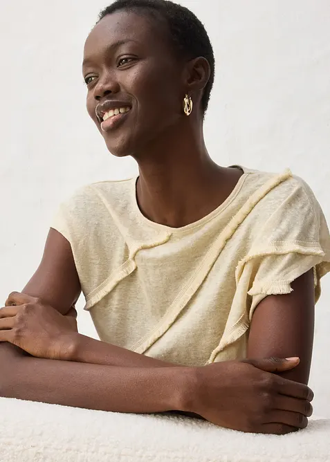 Shirt aus reinem Leinen mit Applikation, bonprix