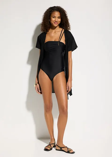Bandeau-Badeanzug mit goldfarbenen Details, bonprix