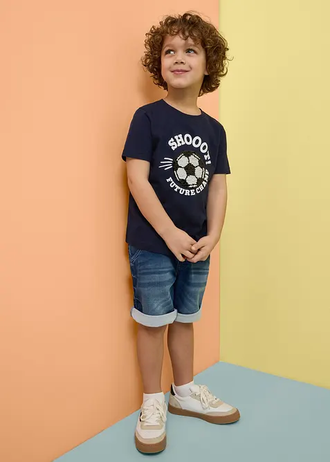 Bermuda en jean &agrave; taille &eacute;lastiqu&eacute;e, regular, bonprix