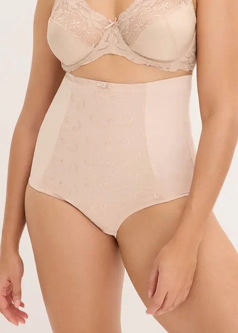 Slip sculptant maintien fort, taille haute, avec broderies, bonprix