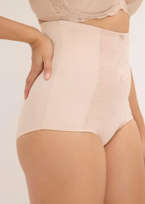 Slip sculptant maintien fort, taille haute, avec broderies, bonprix