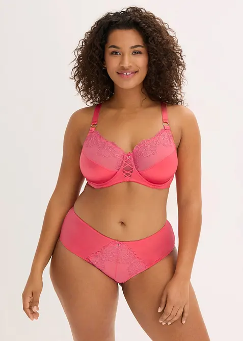 Soutien-gorge minimiseur &agrave; armatures avec broderies florales et brillantes, bonprix