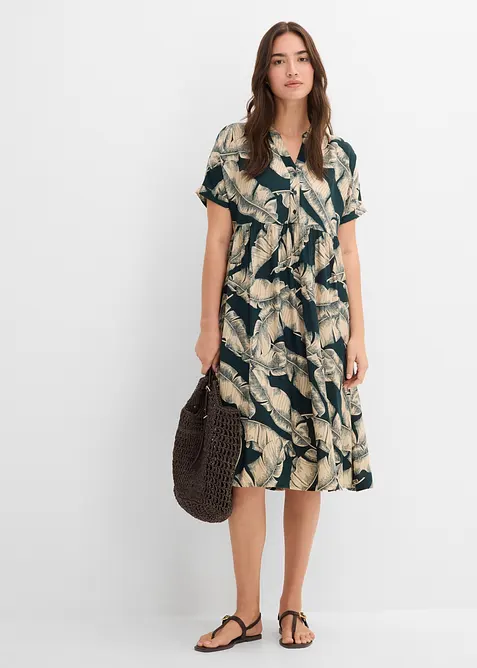 Midi Kaftan-Kleid aus flie&szlig;ender Viskose, bonprix