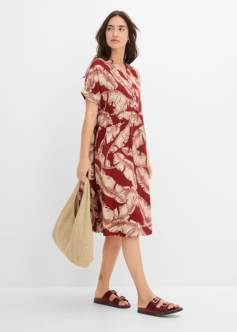 Midi Kaftan-Kleid aus flie&szlig;ender Viskose, bonprix