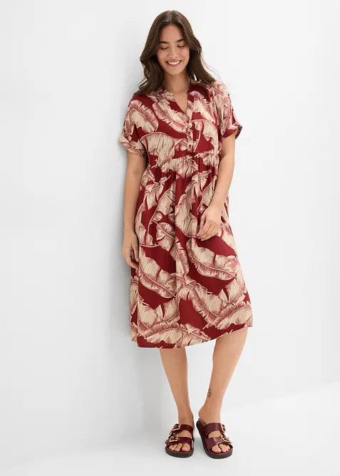 Midi Kaftan-Kleid aus flie&szlig;ender Viskose, bonprix