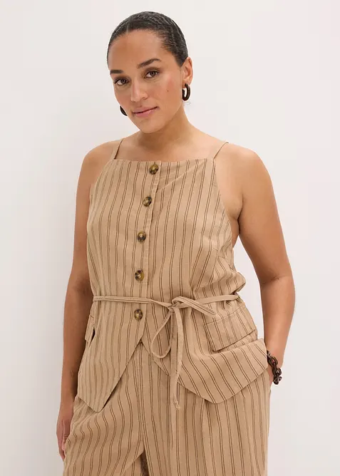 Blazer sans manches en lin m&eacute;lang&eacute;, bonprix