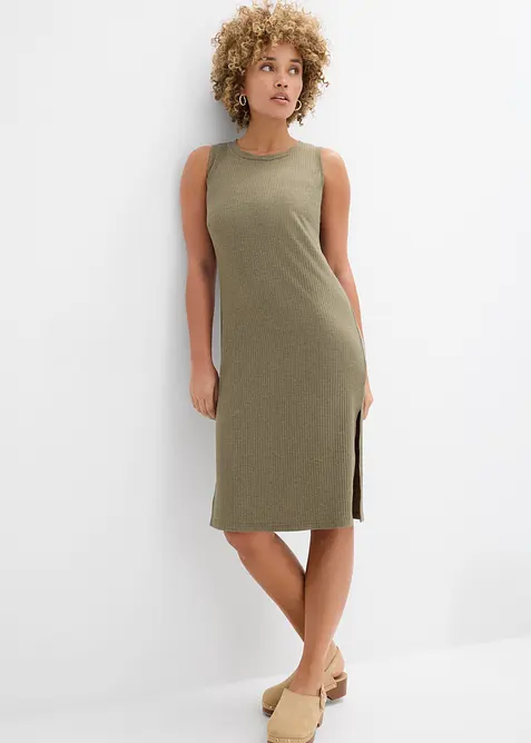 Rippkleid mit seitlichen Schlitzen aus Viskose-Mix, bonprix