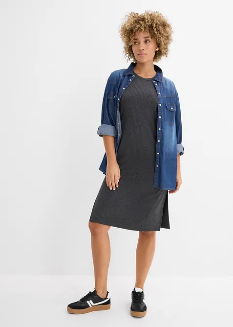 Robe c&ocirc;tel&eacute;e et fendue sur les c&ocirc;t&eacute;s, bonprix