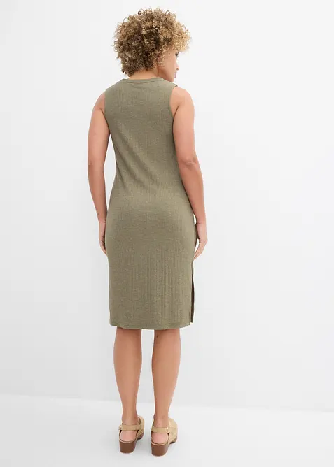 Rippkleid mit seitlichen Schlitzen aus Viskose-Mix, bonprix