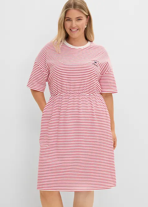 Gestreiftes T-Shirt mit Stickerei, bonprix