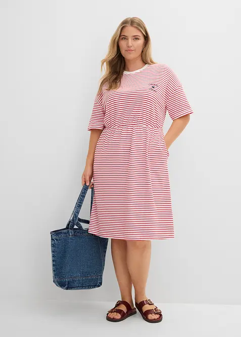 Gestreiftes T-Shirt mit Stickerei, bonprix