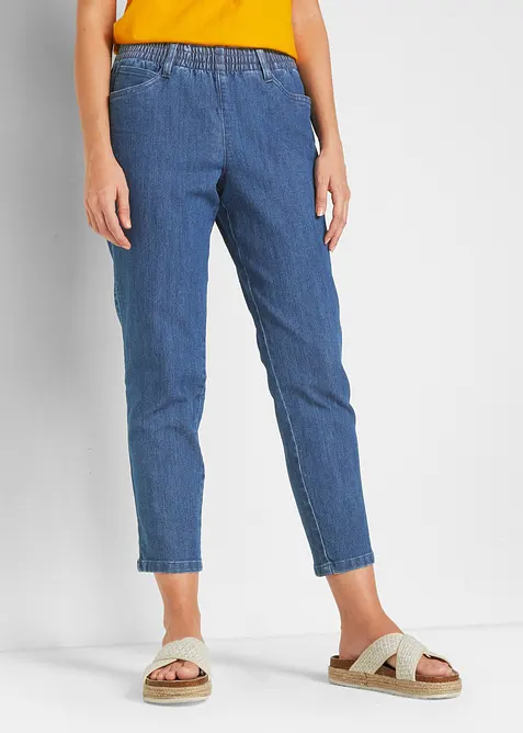 Lot de 2 pantalons 7/8 droits, taille mi-haute &eacute;lastiqu&eacute;e, bonprix