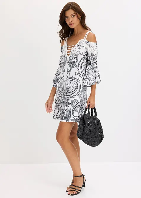 Robe &eacute;vas&eacute;e &agrave; encolure Bardot, bonprix