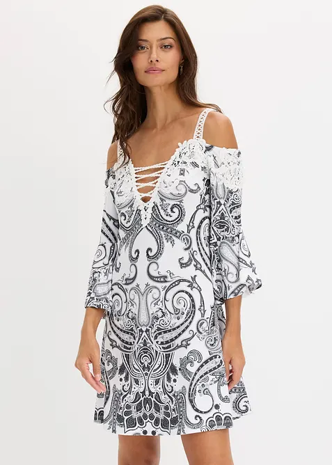 Robe &eacute;vas&eacute;e &agrave; encolure Bardot, bonprix