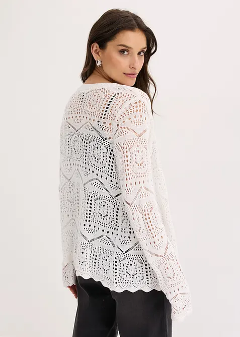 Gilet en maille ajour&eacute;e, bonprix