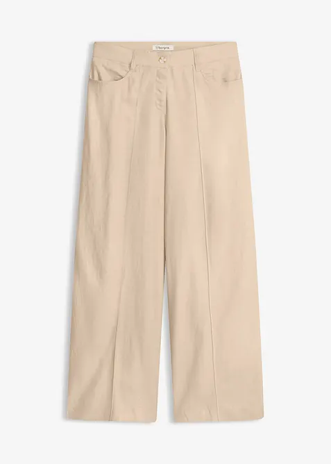 Pantalon palazzo l&eacute;ger en lin m&eacute;lang&eacute;, bonprix