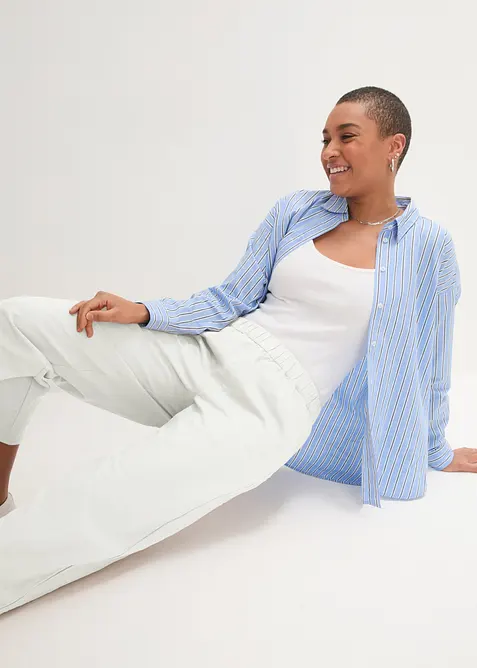 Pantalon 3/4 a&eacute;rien en lin m&eacute;lang&eacute;, bonprix