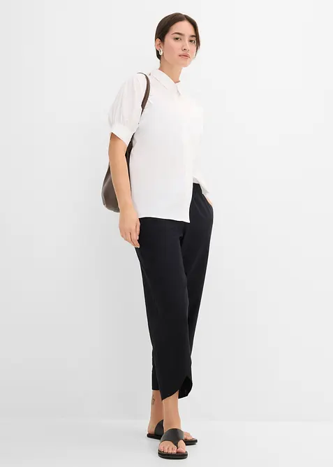 Pantalon 3/4 a&eacute;rien en lin m&eacute;lang&eacute;, bonprix
