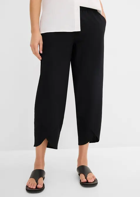 Pantalon 3/4 a&eacute;rien en lin m&eacute;lang&eacute;, bonprix
