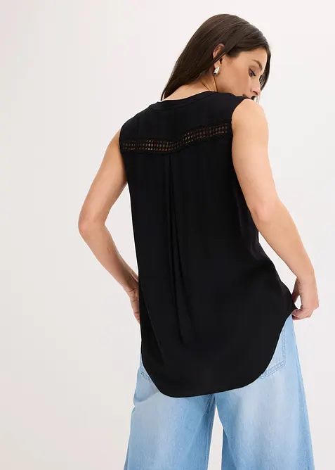 Blouse sans manches avec d&eacute;tail au crochet, bonprix