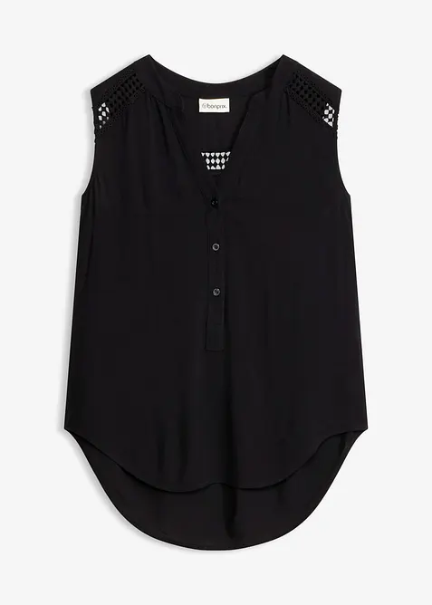 Blouse sans manches avec d&eacute;tail au crochet, bonprix