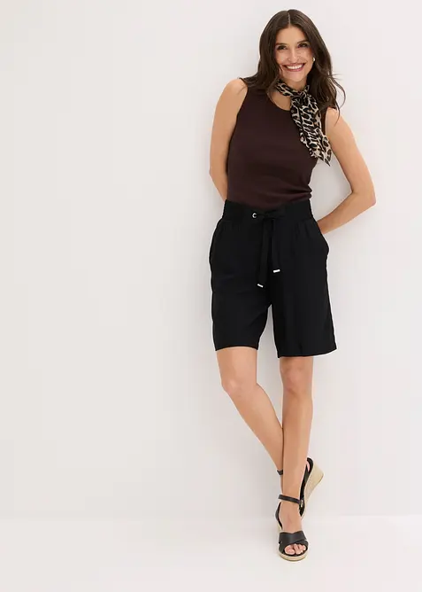 Bermuda en viscose avec ceinture &agrave; nouer, bonprix