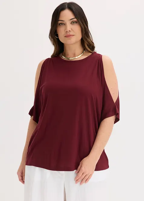 T-shirt en viscose avec d&eacute;coupes, bonprix