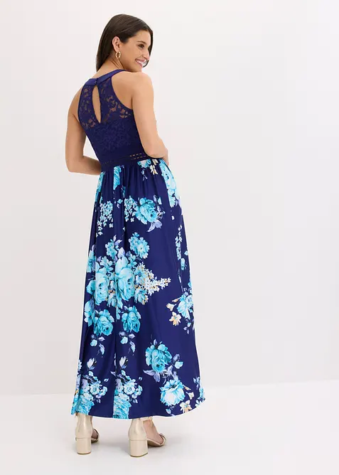 Maxikleid mit Blumen-Print und Spitze, bonprix