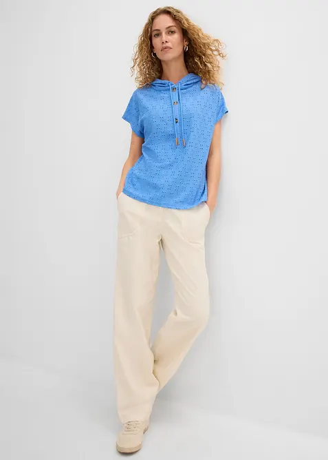 T-shirt col Henley &agrave; capuche, bonprix