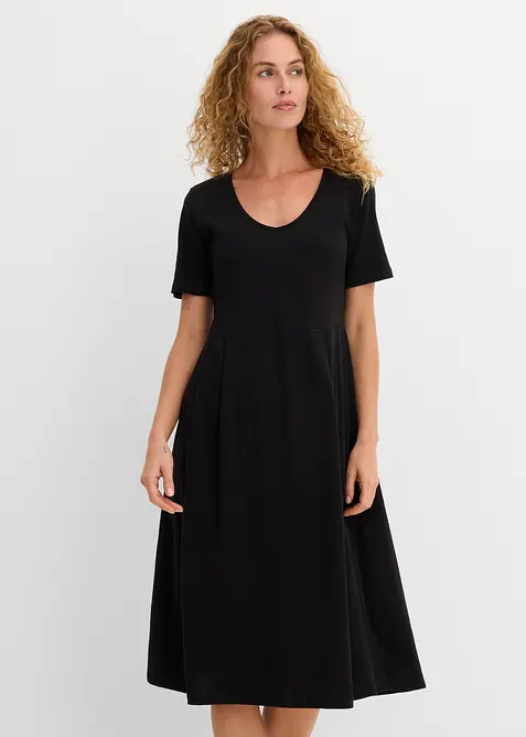 Baumwoll-Jerseykleid, Midil&auml;nge, bonprix
