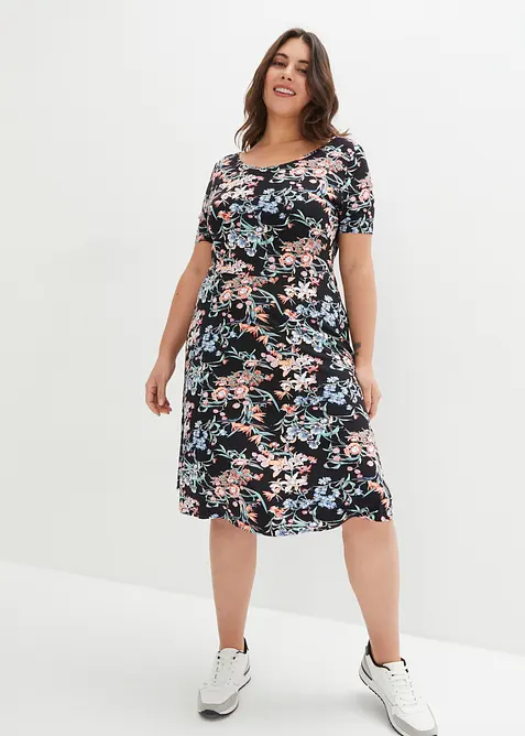 Knieumspielendes Jerseykleid in A-Linie, bonprix