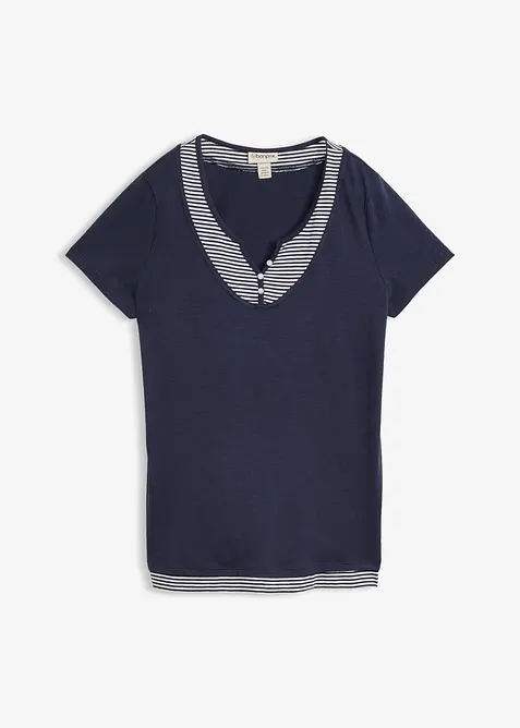 T-shirt coton style 2 en 1, manches courtes, bonprix