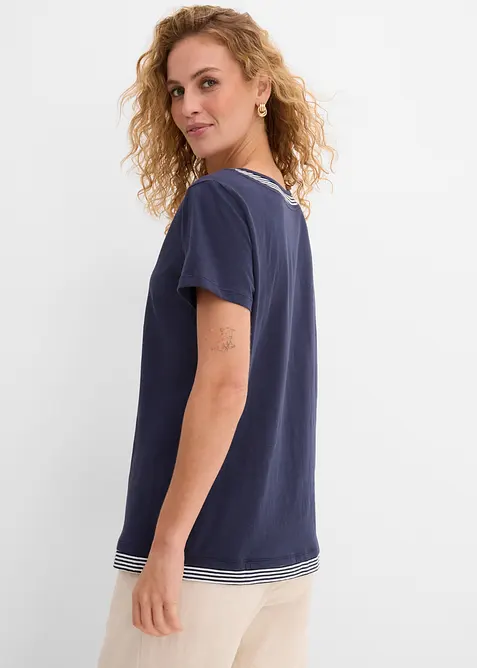 T-shirt coton style 2 en 1, manches courtes, bonprix