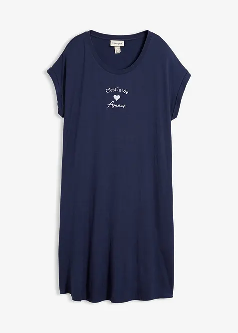 Jersey-Kleid mit Stickerei aus Viskose-Elasthan-Mix, bonprix