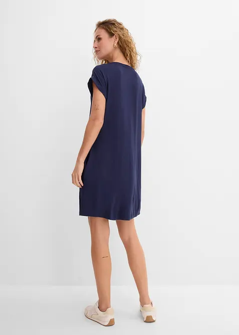 Jersey-Kleid mit Stickerei aus Viskose-Elasthan-Mix, bonprix
