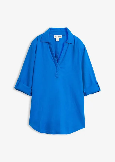 Blouse en lin m&eacute;lang&eacute;, manches 3/4, bonprix
