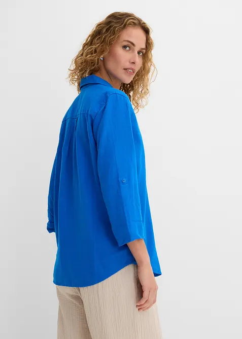 Blouse en lin m&eacute;lang&eacute;, manches 3/4, bonprix