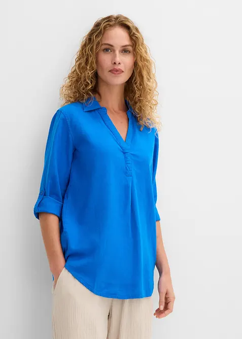 Blouse en lin m&eacute;lang&eacute;, manches 3/4, bonprix