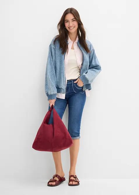 Jean droit taille mi-haute, cropped, bonprix