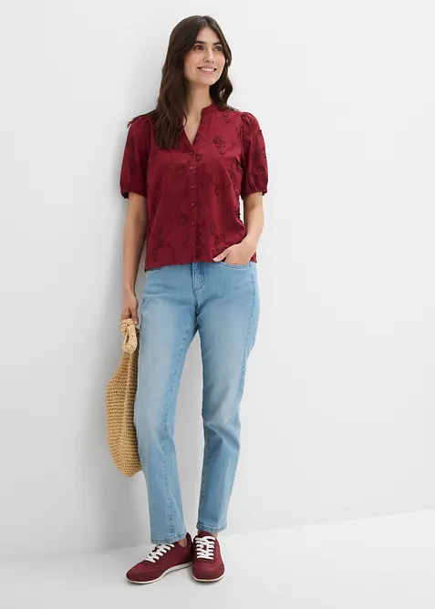 Jean droit taille mi-haute, extensible, bonprix