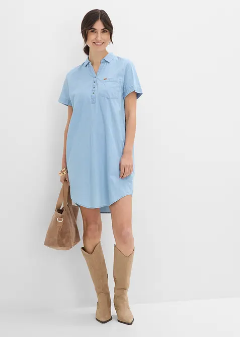 Robe en jean, manches courtes, bonprix