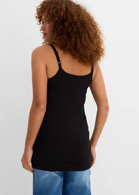 Lot de 2 tops longs coton bretelles spaghetti, bonprix