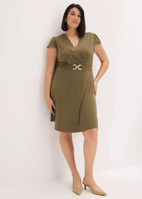 Robe en jersey &agrave; boucle d&eacute;corative, bonprix