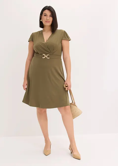 Robe en jersey &agrave; boucle d&eacute;corative, bonprix