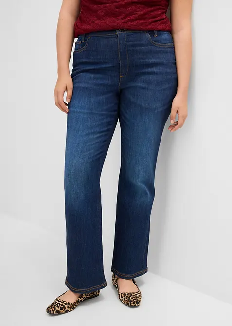 Jean Bootcut, taille haute et &eacute;lastiqu&eacute;e, bonprix