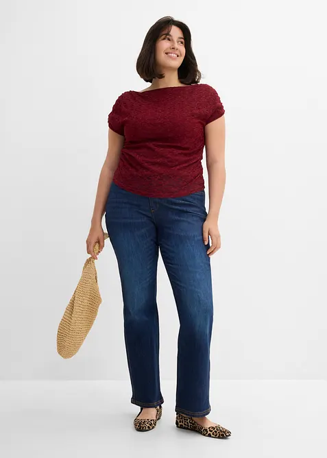 Jean Bootcut, taille haute et &eacute;lastiqu&eacute;e, bonprix