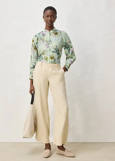 Leinenhose mit weitem Bein, bonprix